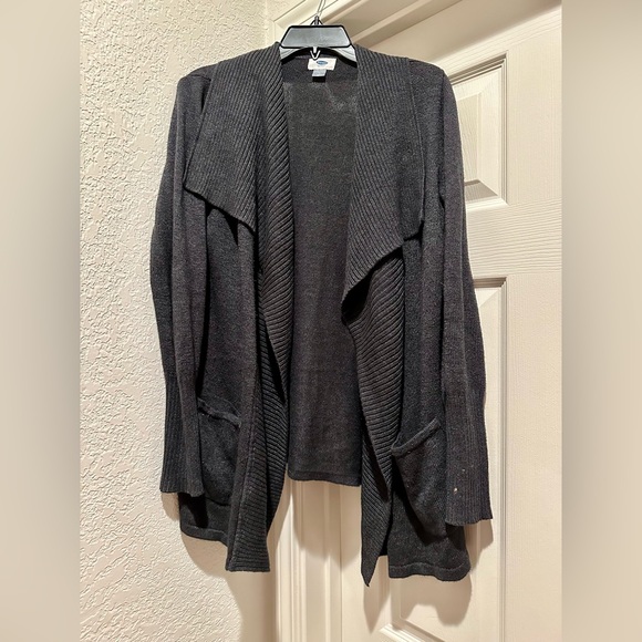 Old Navy, size M, charcoal gray shawl collar sweater with pockets - Picture 2 of 5